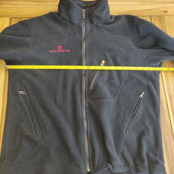 Concurve Men's Fleece Jacket Size L Full Zip Black Collared Zippered Pockets - Picture 3 of 5